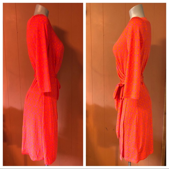 NWT Charlie Paige Wrap Dress, Small, Pink & Orange - Picture 6 of 9